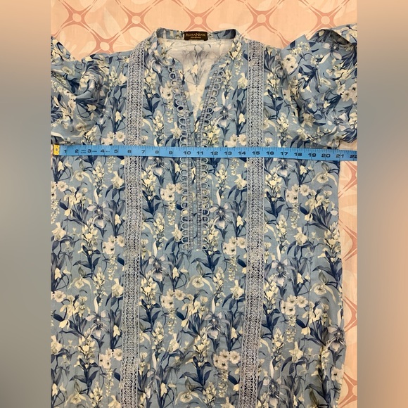 AGHA NOOR Floral Blue Dress - Picture 12 of 15